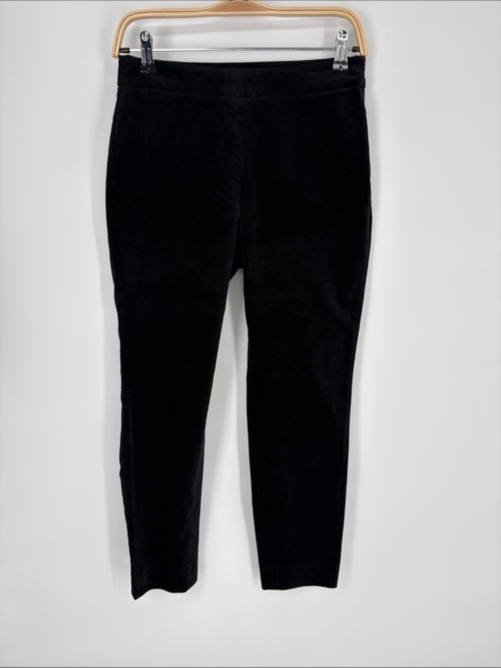 Talbots cotton velvet Black Straight Leg cigarette Pants side zip